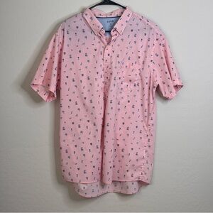 IZOD Mens Pink Tropical Breeze Woven Short Sleeve Shirt X-Large